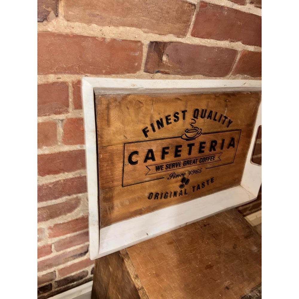 Rustic‎ Wood Serving Tray with Handles Farmhouse Decor - Picture 2 of 6